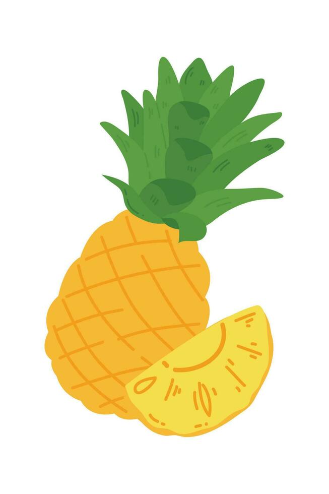 Hand gezeichnet Ananas Illustration isoliert auf Weiß Hintergrund. frisch Sommer- Obst Illustration. vektor