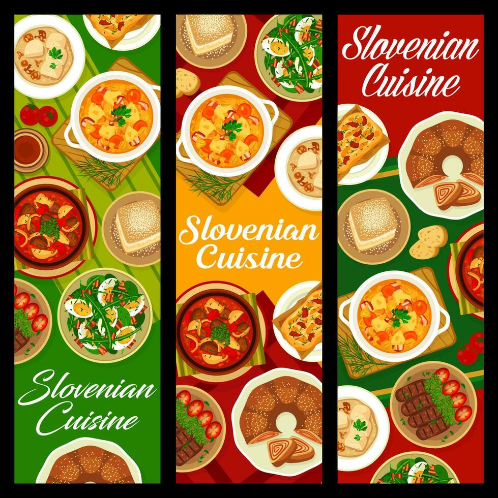 slovenska mat restaurang måltider vertikal banderoller vektor
