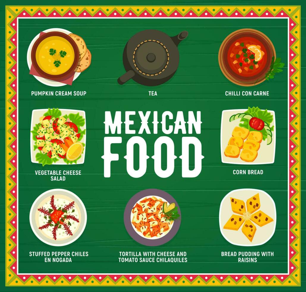 mexikansk mat kök, mexico meny för restaurang vektor