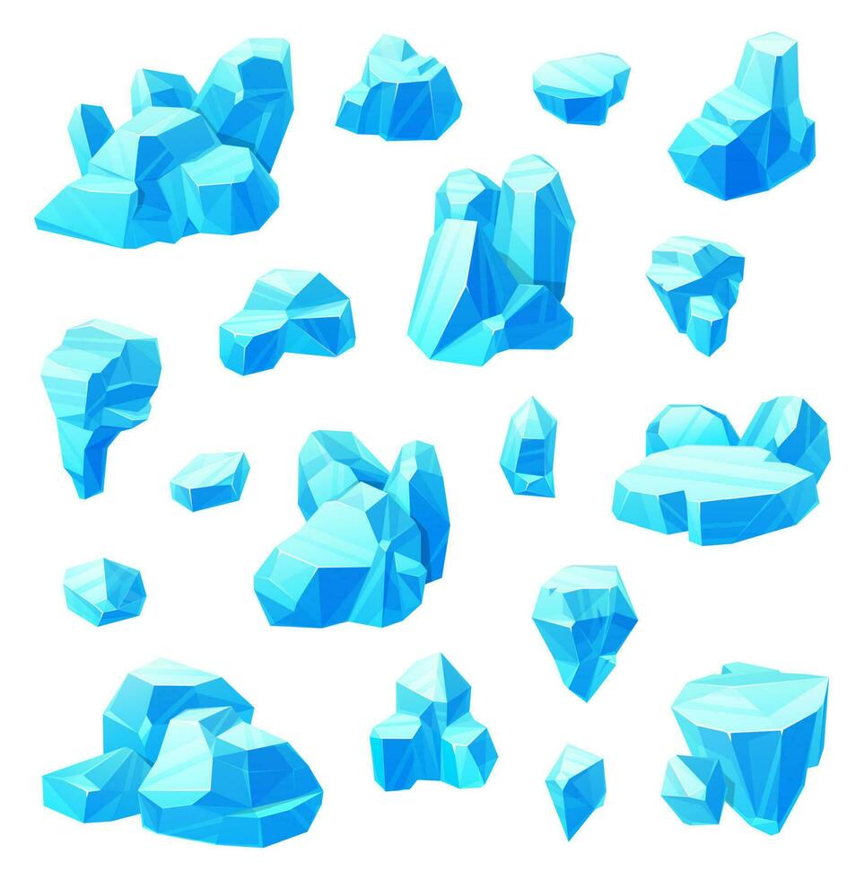 is kristaller tecknad serie uppsättning av frysta vatten block vektor