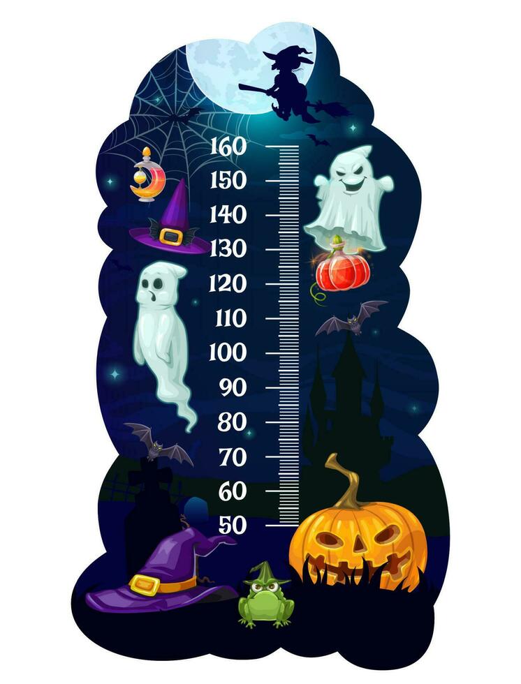 Kinder Höhe Diagramm Halloween Monster Wachstum Meter vektor