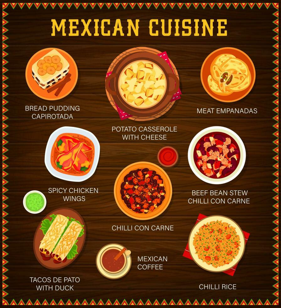 Mexikaner Küche Vektor Mahlzeiten Speisekarte