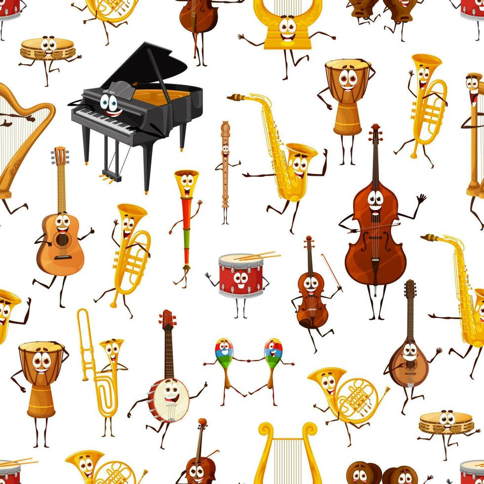 Karikatur Musical Instrument nahtlos Muster vektor