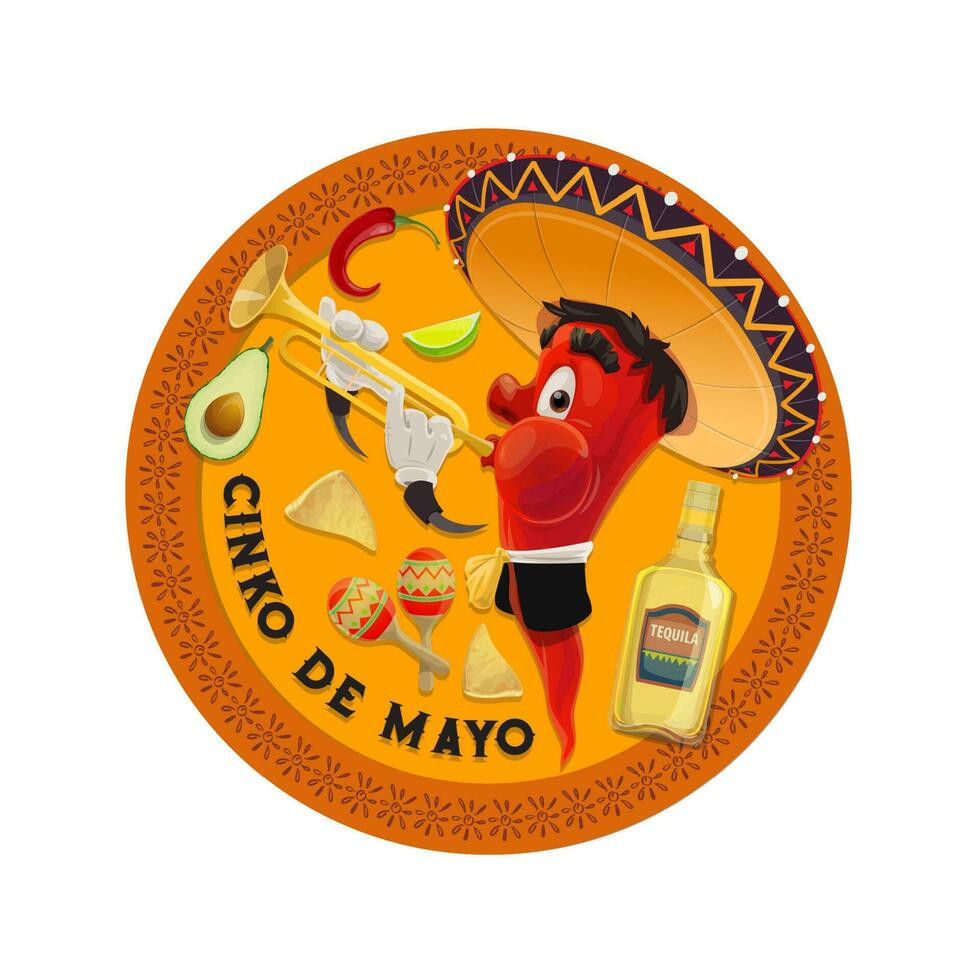 cinco de Mayo Vektor Symbol, Mariachi Jalapenos