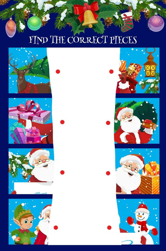 Kinder finden richtig Stücke Weihnachten Puzzle vektor