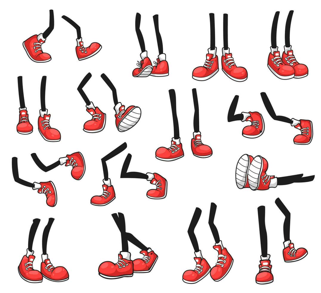 isoliert Karikatur Beine, Mensch Comic Füße im Schuhe vektor