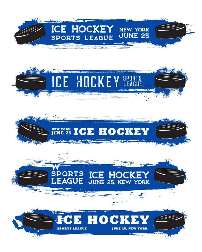 Eis Eishockey Sport Grunge Banner mit Pucks vektor
