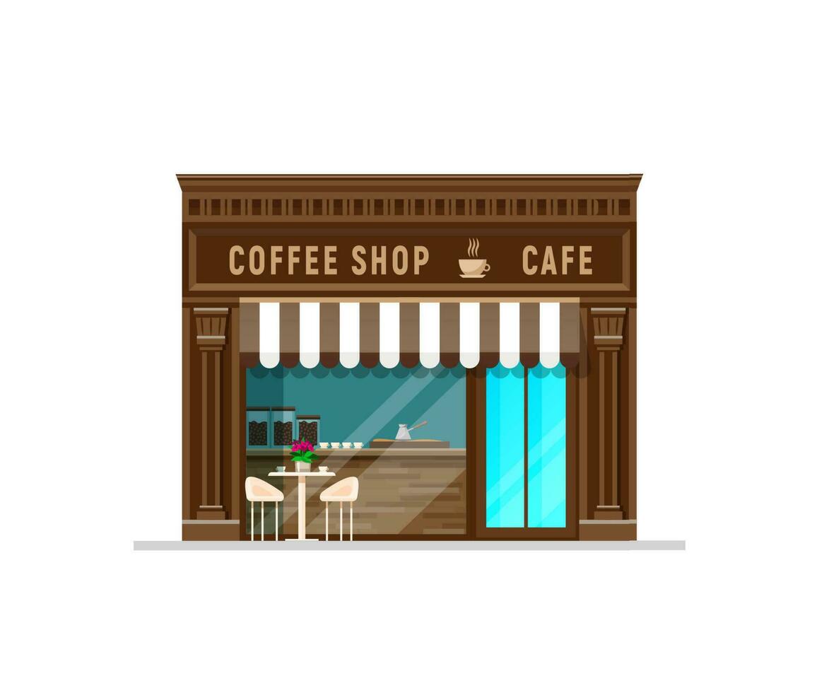 Kaffee Geschäft Gebäude, Vektor Cafe oder Restaurant