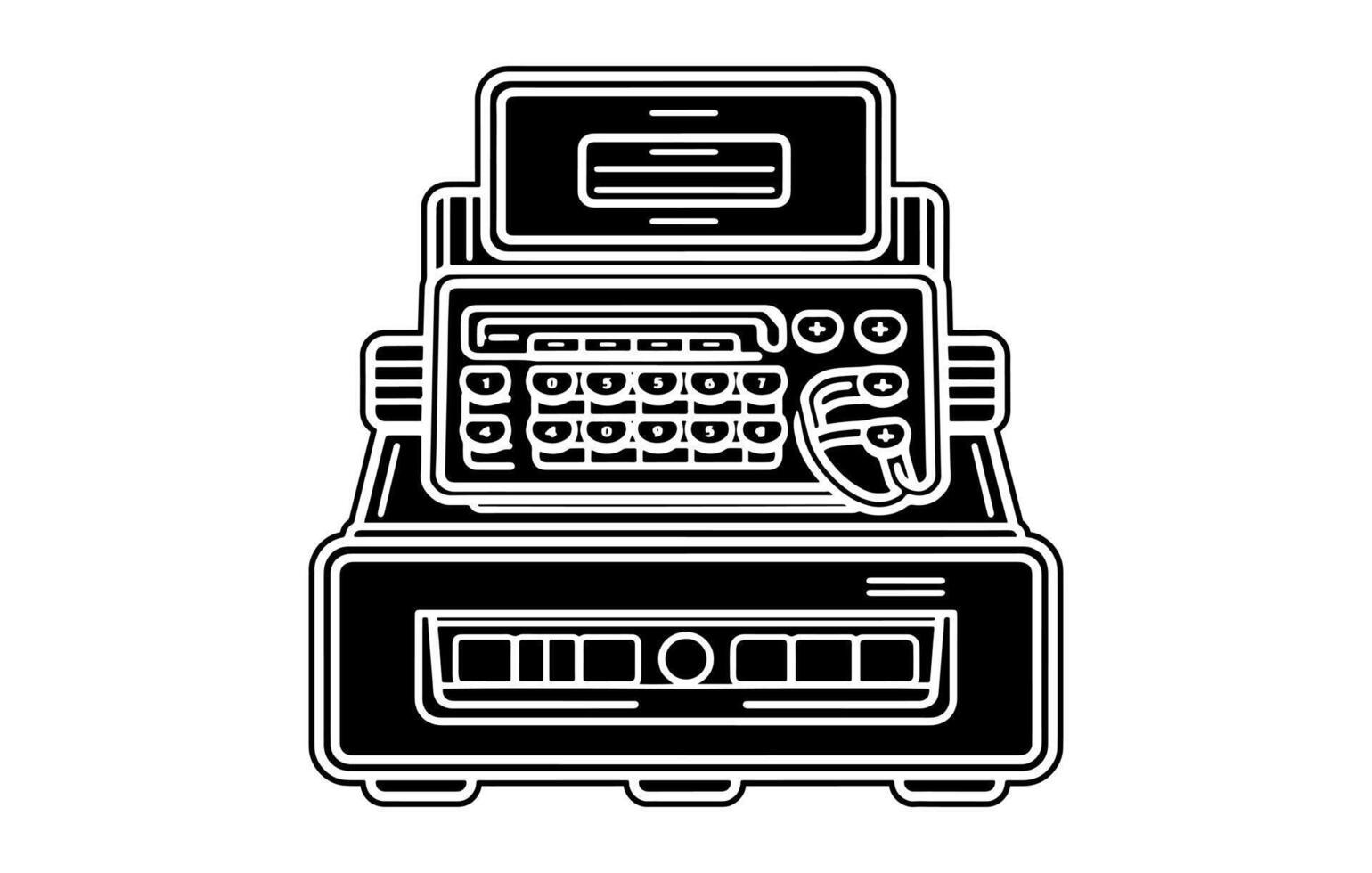 Symbol von Kasse Maschine zum Kassierer Mitarbeiter im Geschäft, Bargeld registrieren Symbol, Bargeld registrieren Apparate, Bargeld registrieren Maschine Symbol Vektor Illustration