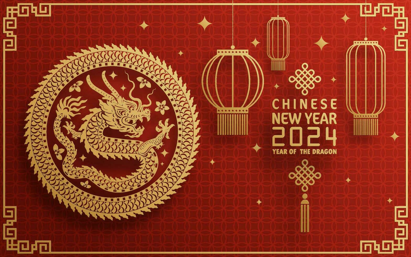 glücklich Chinesisch Neu Jahr 2024 Jahr von das Chinesisch Drachen Tierkreis vektor