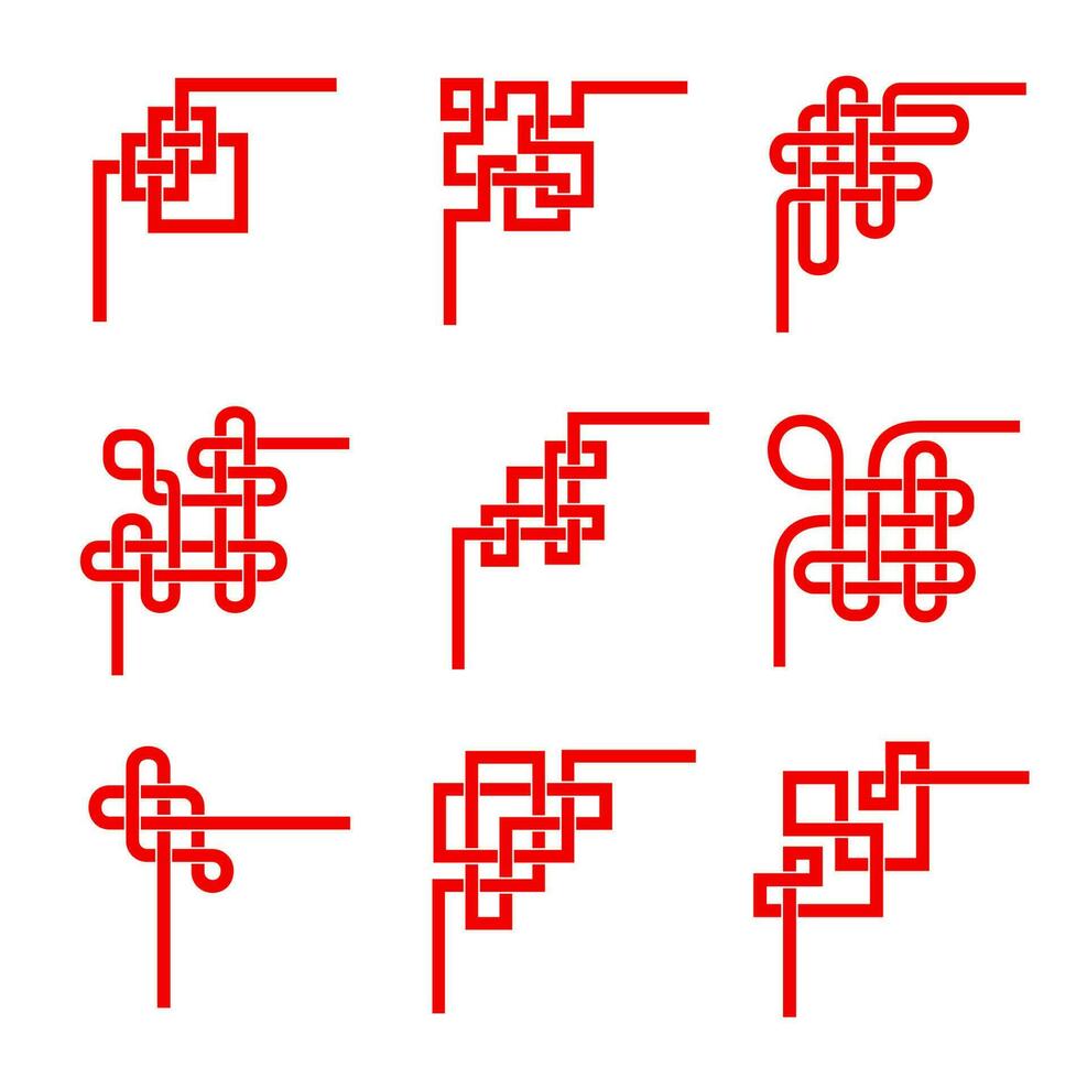 asiatisk röd knutar. kinesiska, koreanska, japansk uppsättning vektor