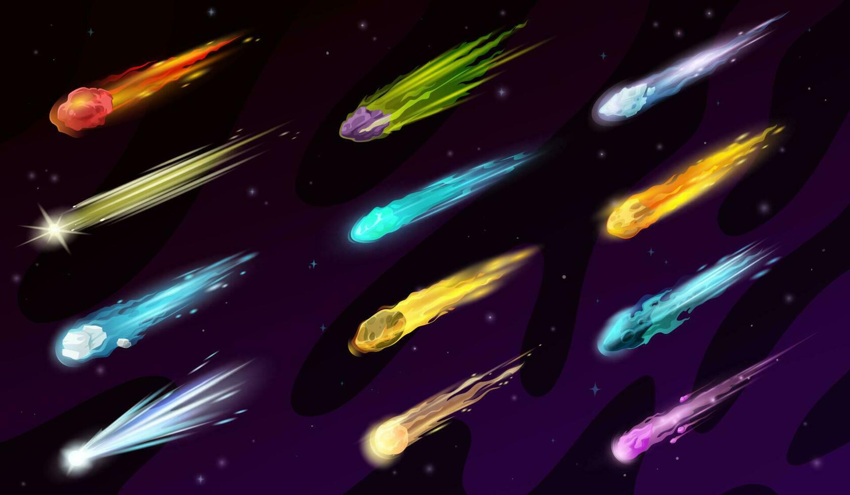 Karikatur Raum Kometen, Asteroiden, Meteore vektor
