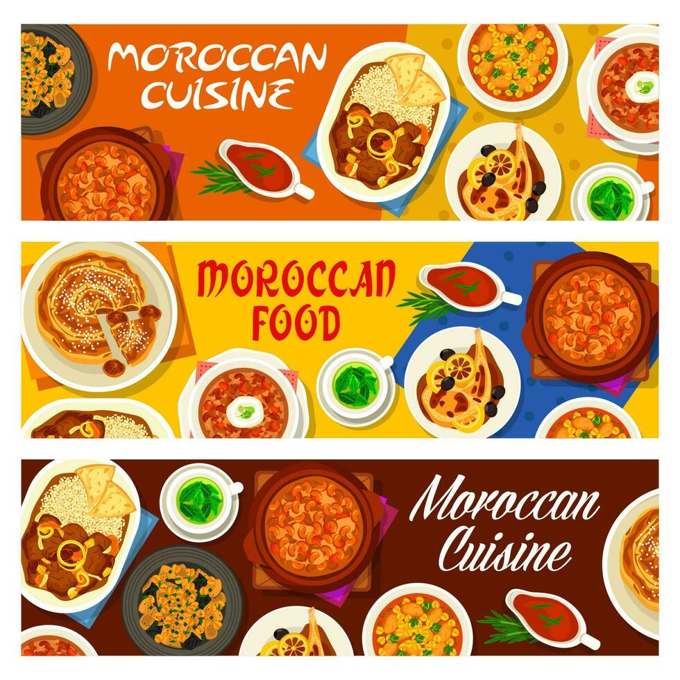 marokkanisch Küche Restaurant Mahlzeiten Vektor Banner