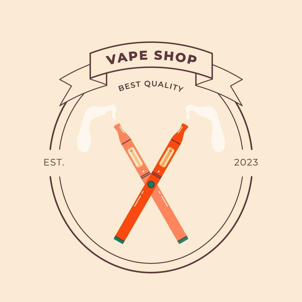 vape färgrik platt illustration logotyp. elektronisk cigaretter och vape begrepp. modern vektor illustration. design av vape pennor och pod mods. platt vektor design för webb.