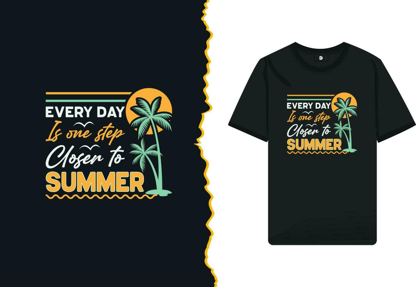sommar typografi t-shirt design vektor mall. kreativ konst för skjortor, muggar, påsar, och Övrig skriva ut föremål. produkt Citat - varje dag är ett steg närmare till sommar.