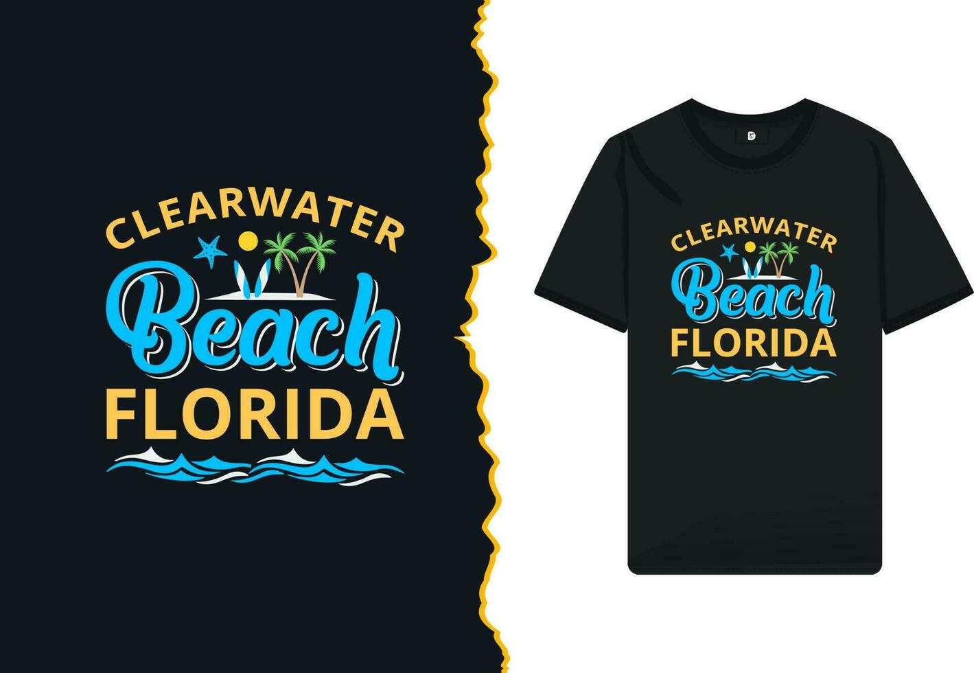 Florida Strand Sommer- T-Shirt Design Vektor Vorlage.