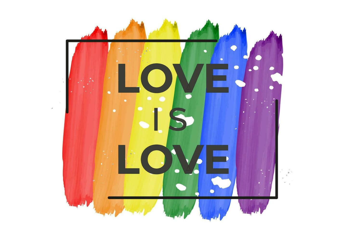 Stolz Monat. Liebe ist Liebe Beschriftung auf ein Aquarell Regenbogen Spektrum Flagge, Homosexualität Emblem isoliert auf Weiß. lgbt Rechte Konzept. modern Paraden Poster, Einladung Karte Design. Vektor. vektor