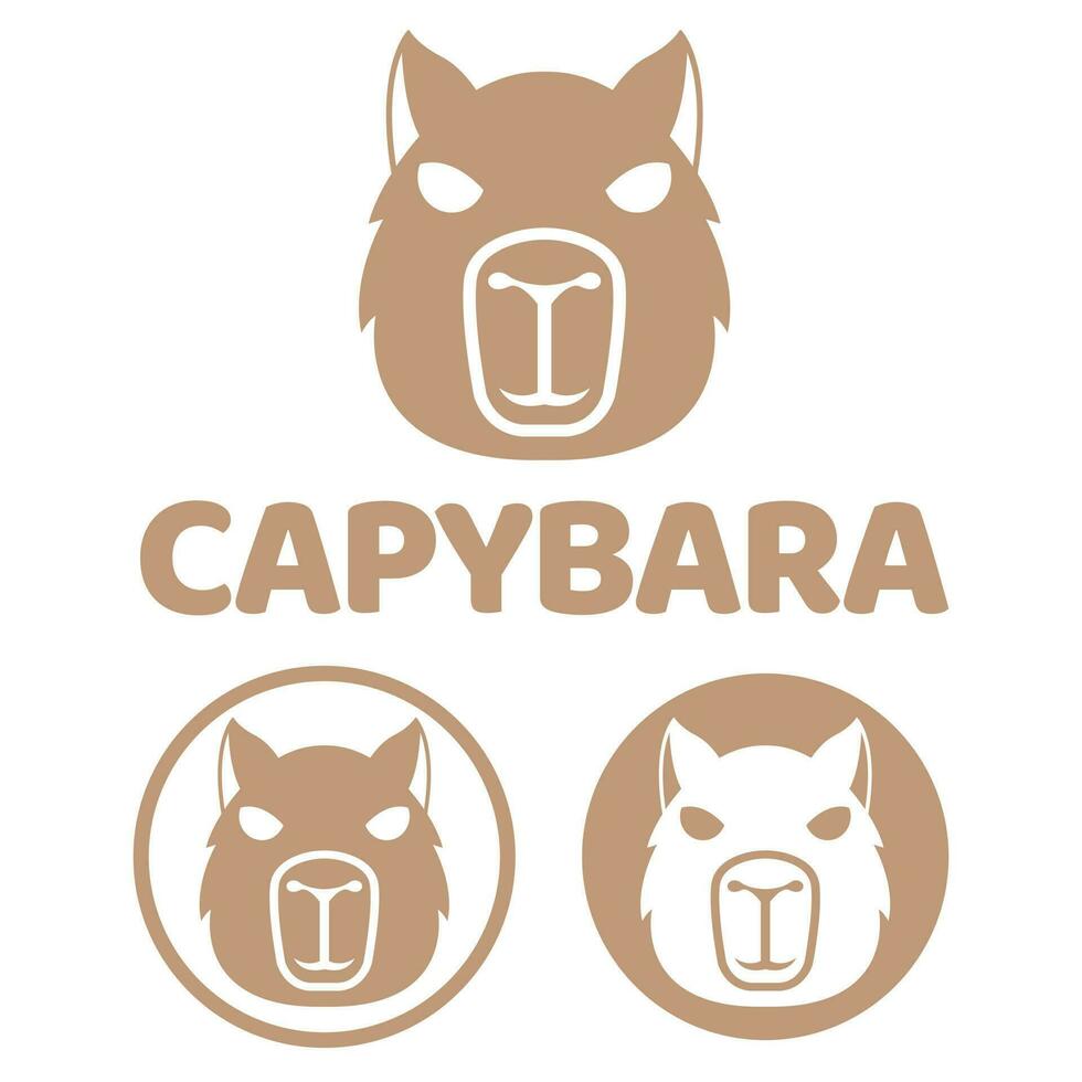 modern Vektor eben Design einfach minimalistisch Logo Vorlage von süß Capybara Karikatur Kopf Vektor zum Marke, Emblem, Etikett, Abzeichen. isoliert auf Weiß Hintergrund.