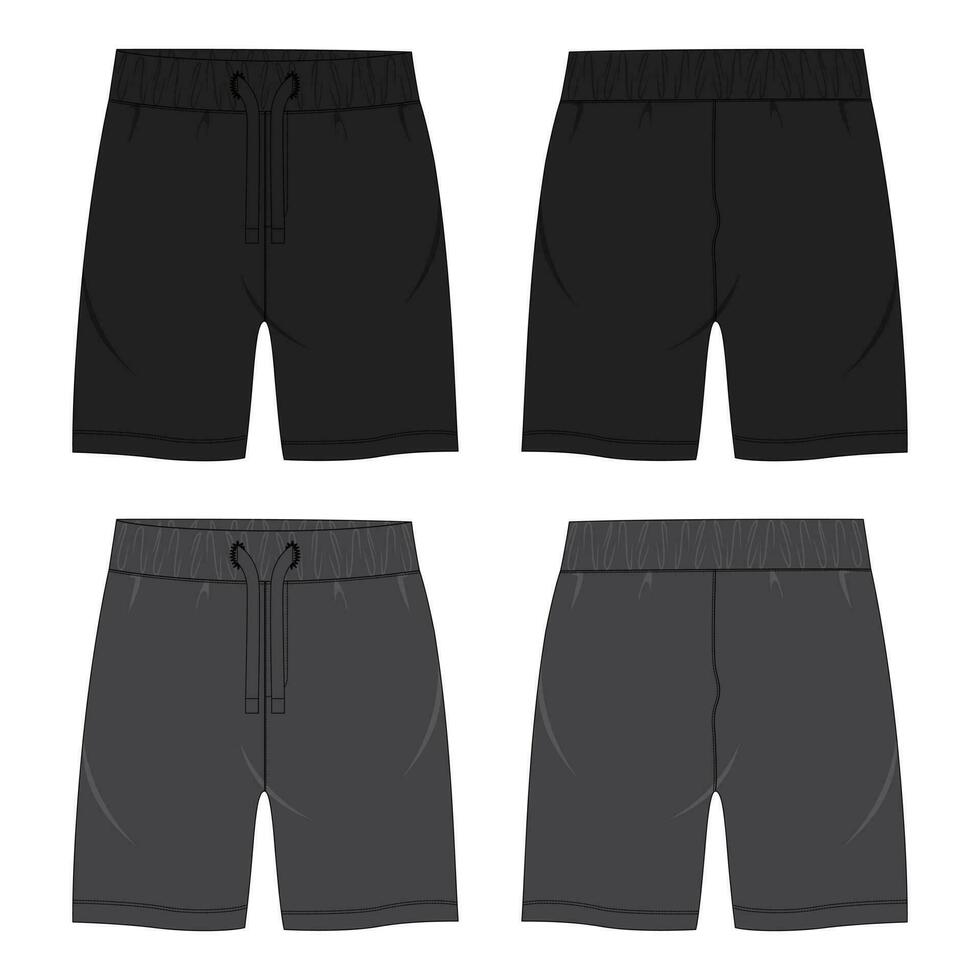svart och grå Färg svettas shorts flämta vektor illustration mall främre och tillbaka visningar isolerat på vit bakgrund