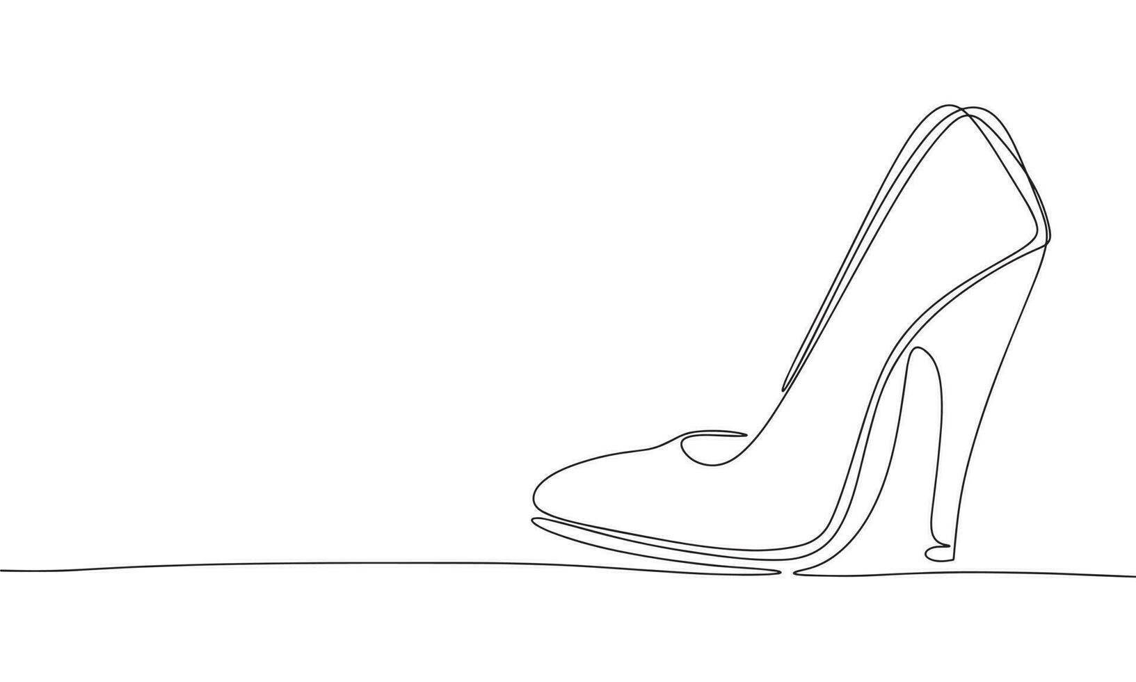 kvinnors sko som ett linje teckning baner. kontinuerlig hand dragen minimalistisk minimalism design isolerat på vit bakgrund vektor illustration.