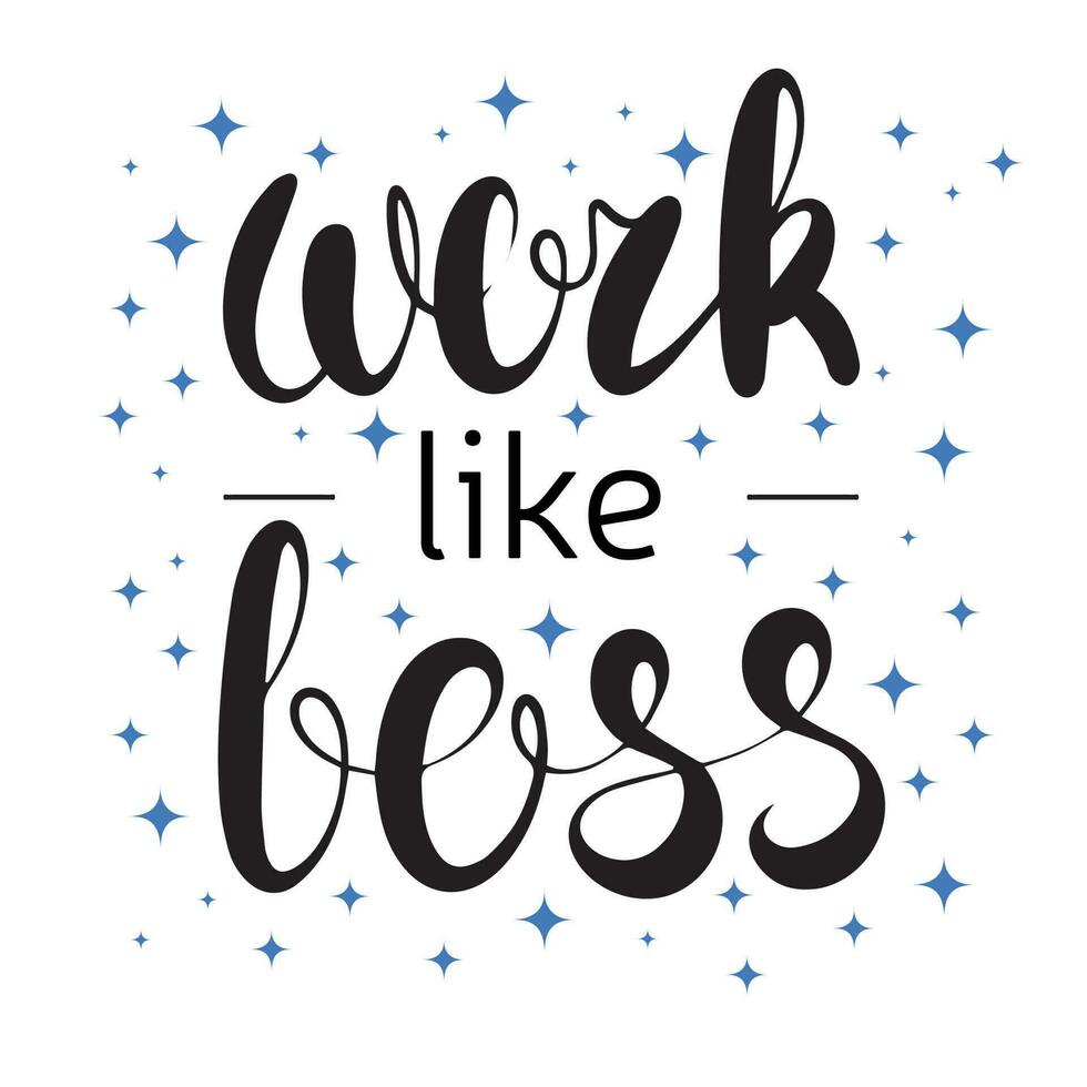 Arbeit mögen Boss Platz Banner. Hand gezeichnet Sätze und Zitate Über arbeiten, Büro, Team, Motivation, Unterstützung und Ziele. perfekt zum Sozial Medien, Netz, typografisch Design. Vektor Illustration.