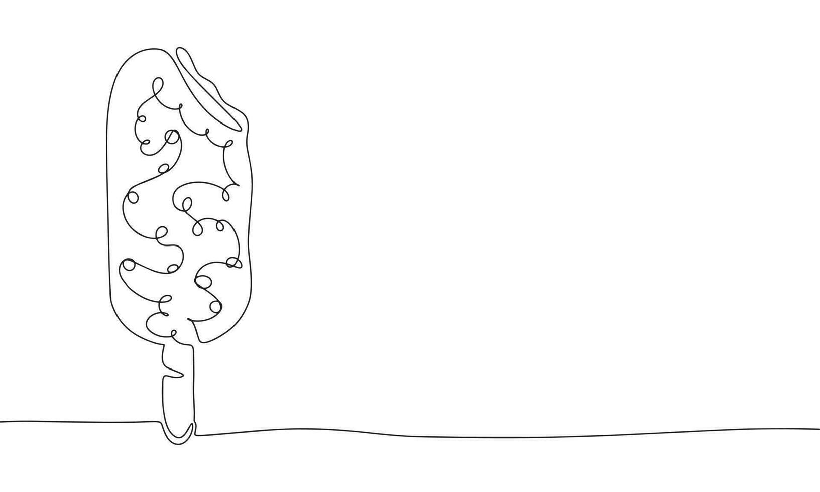 Eis Sahne wie einer Linie Zeichnung Banner. kontinuierlich Hand gezeichnet minimalistisch Minimalismus Design isoliert auf Weiß Hintergrund Vektor Illustration.