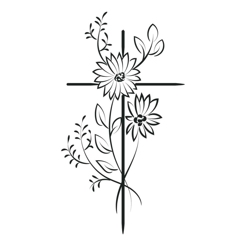 heilig Kreuz mit Blumen- Design zum drucken oder verwenden wie Karte, Flyer, tätowieren oder t Hemd vektor