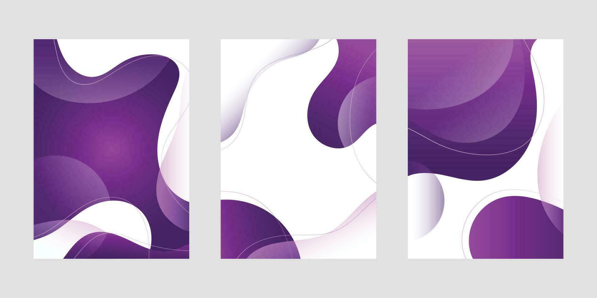 Sammlung Flüssigkeit Flüssigkeit Poster und geometrisch Hintergrund von dynamisch Formen. Hintergrund Gradient mit Flüssigkeit Form. Illustration bunt Vorlage Banner mit Sanft Kurve und Welle. vektor