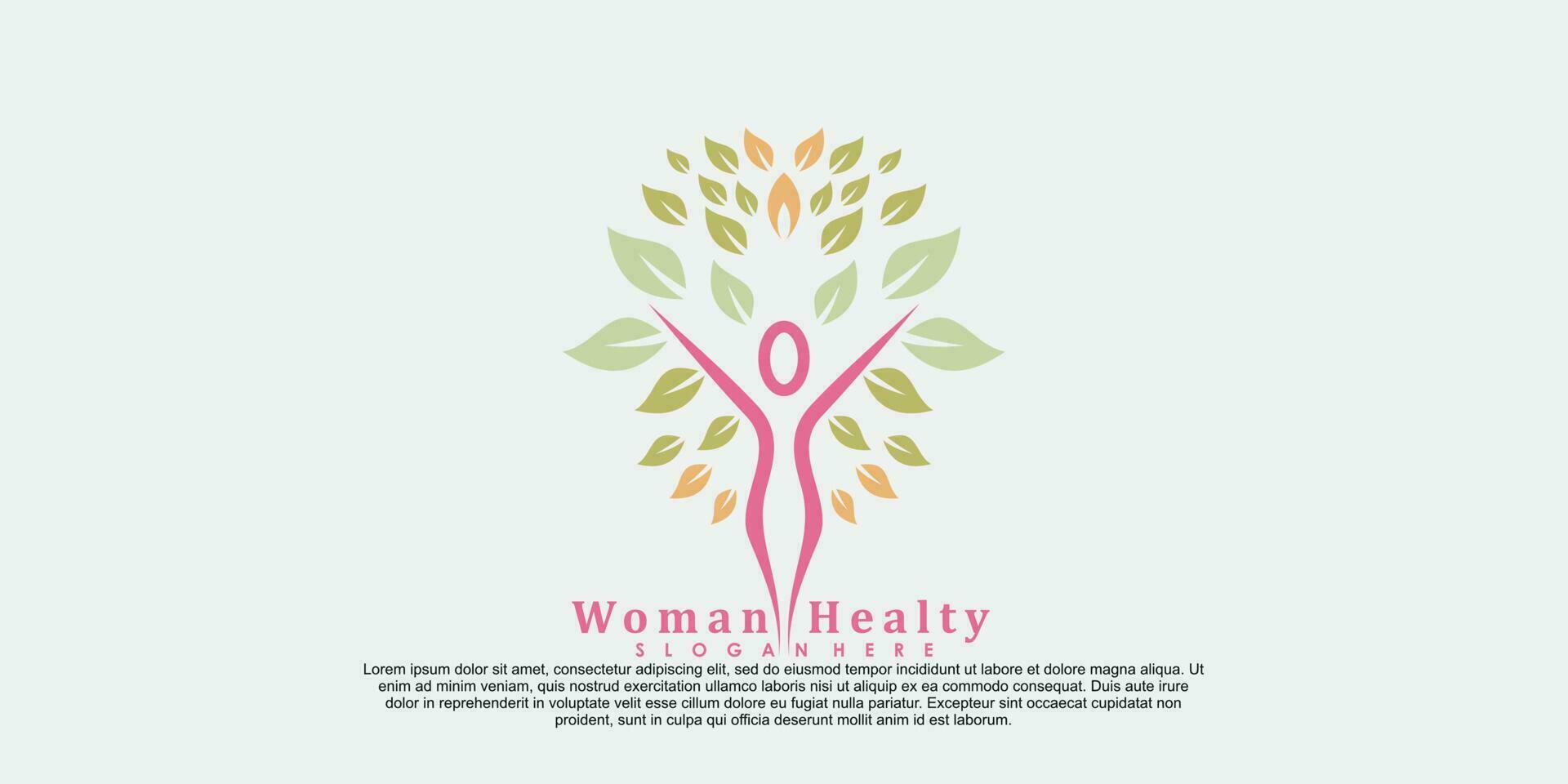 kvinna hälsosam logotyp design liv vektor