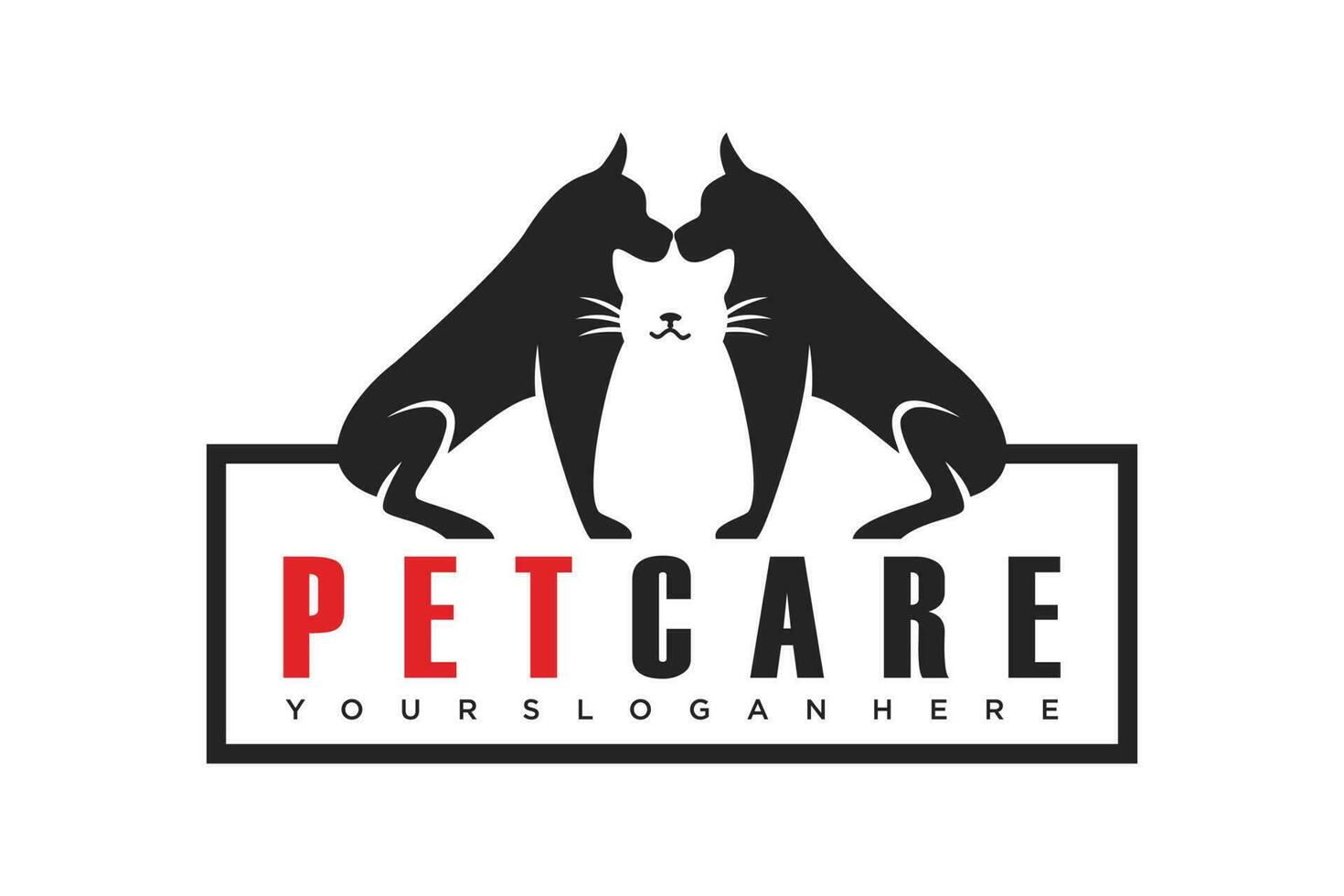 katt och hund sällskapsdjur logotyp vektor ikon för sällskapsdjur affär eller sällskapsdjur vård och veterinär katt och hund