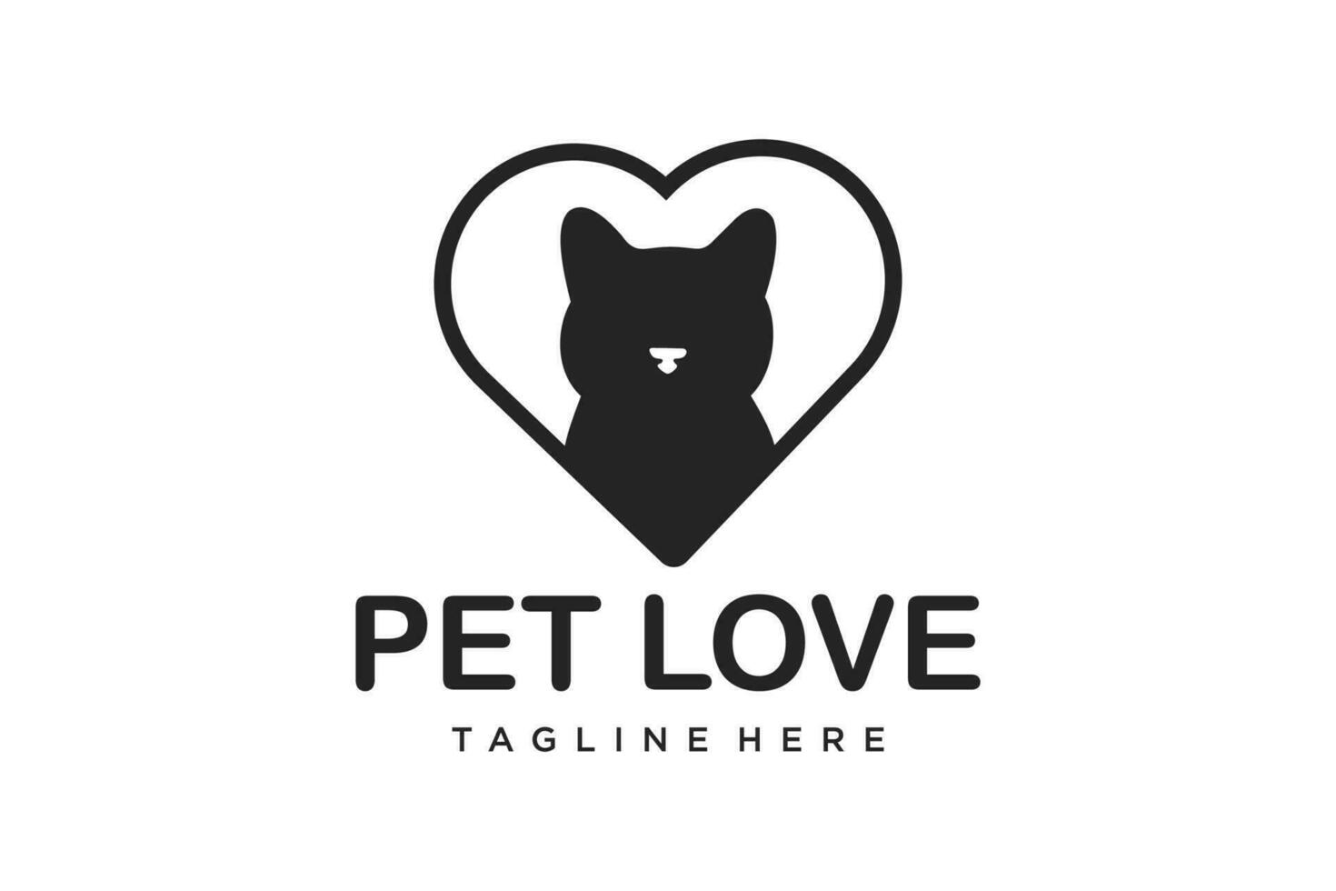 Katze Liebe logo.cat Logotyp. Haustier Geschäft Logo Konzept. Haustier Pflege Logo Konzept. Haustier Vektor Illustration