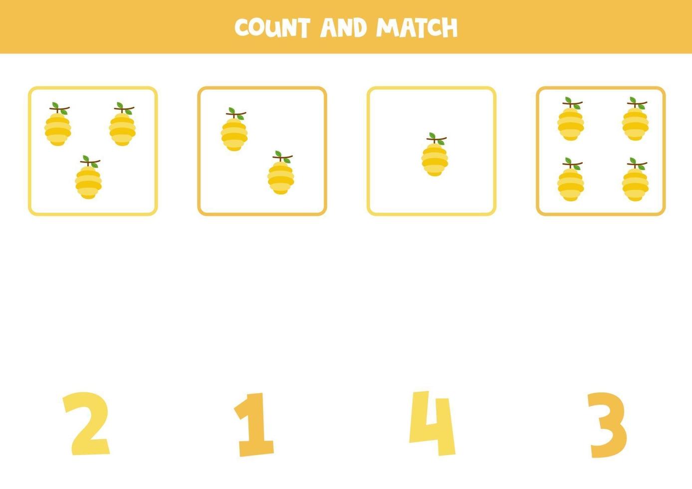 Zählspiel mit Bienenstöcken Mathe Arbeitsblatt vektor