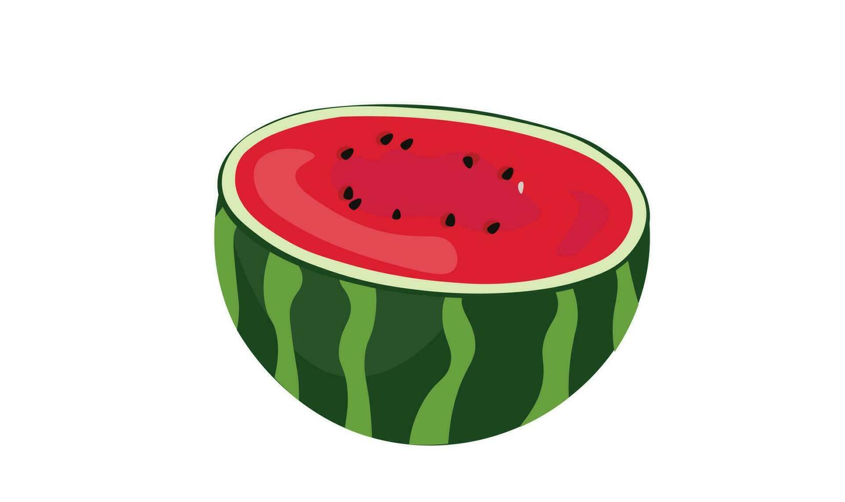 Wassermelone Vektor Illustration. Wassermelone im Hälfte Form. Sommer- Obst Thema und Konzept. eben Vektor im Karikatur Stil. tropisch Frucht.