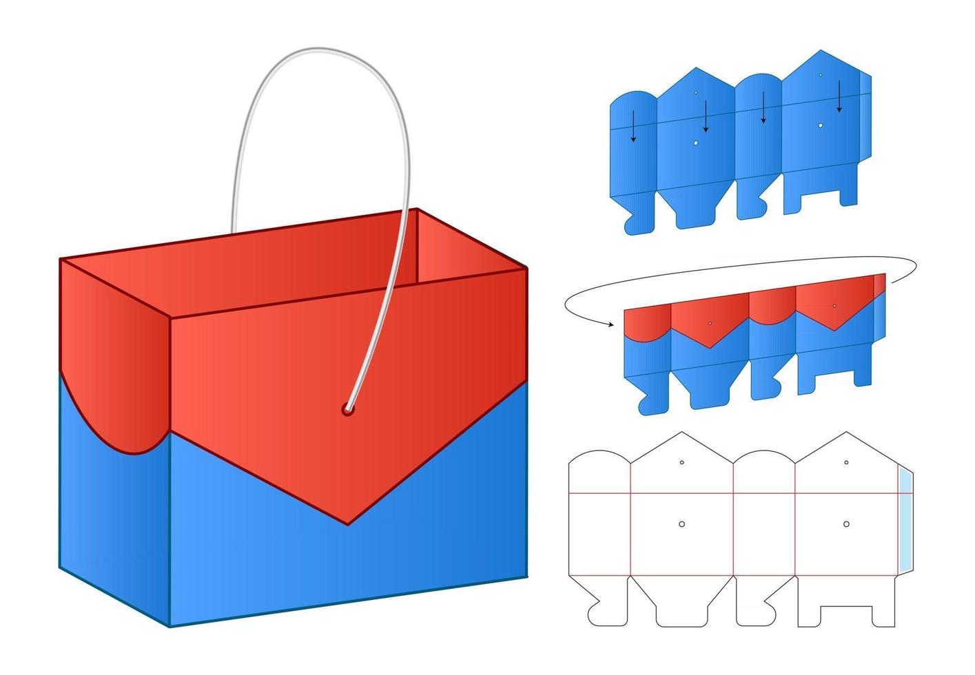 låda förpackning stansad mall design 3d mockup vektor