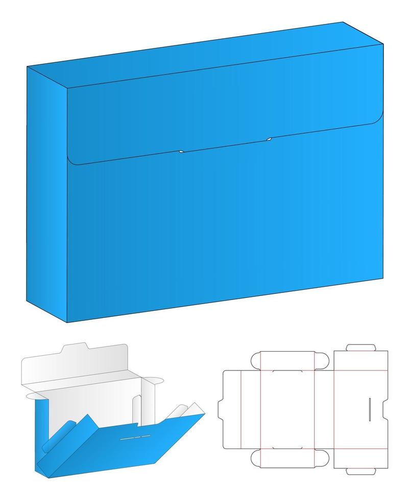 låda förpackning stansad mall design 3d mockup vektor