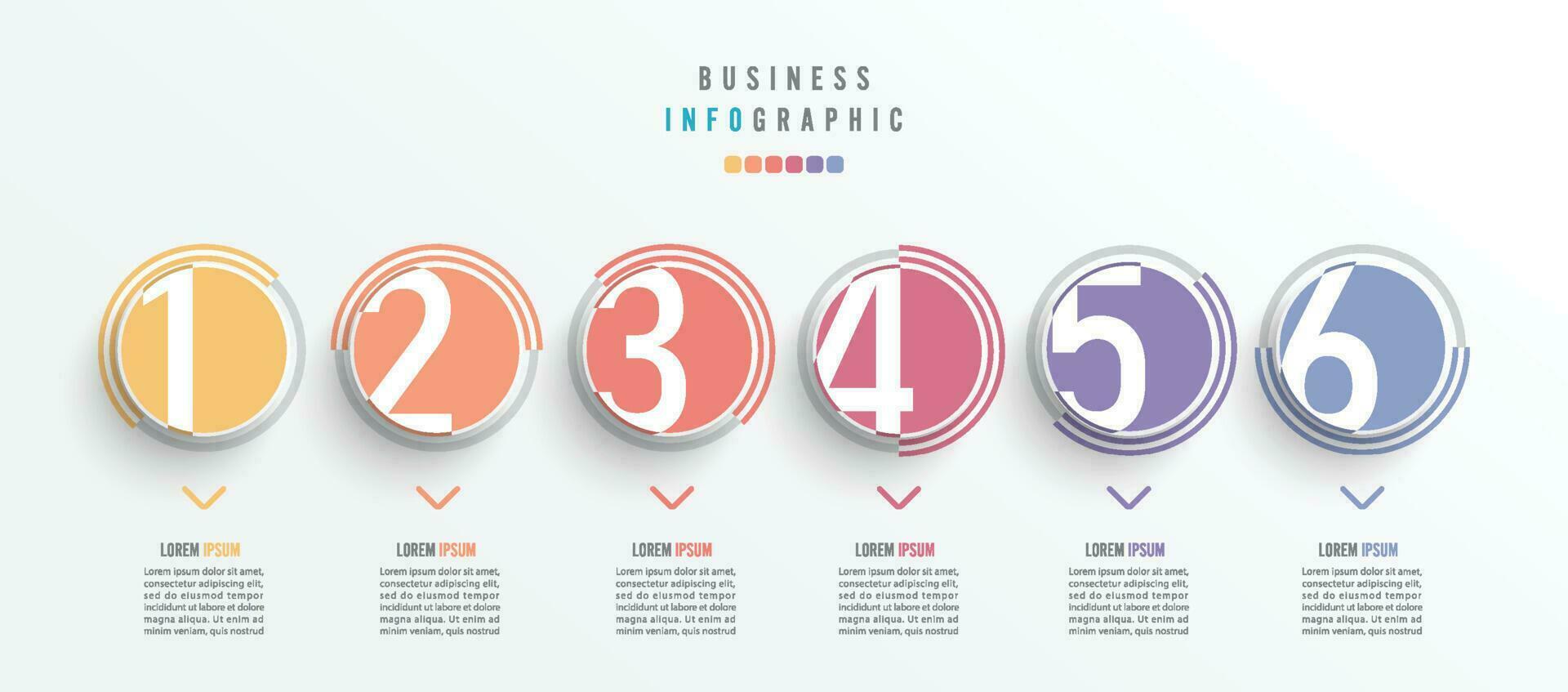 business infographic element med 6 alternativ, steg, nummer vektor malldesign