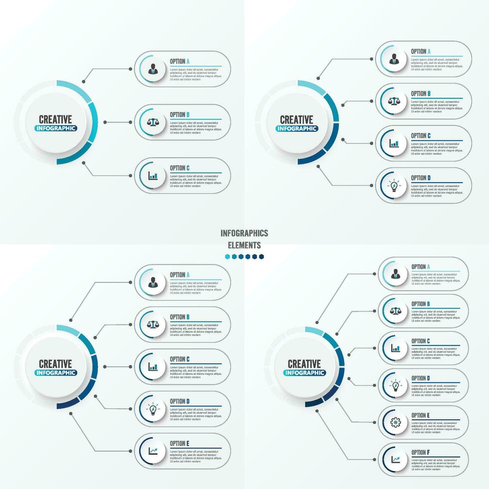 abstrakt element av Graf vektor infographic mall med märka cirklar. företag begrepp med 3, 4, 5 och 6 alternativ. för innehåll, diagram, flödesschema, steg.