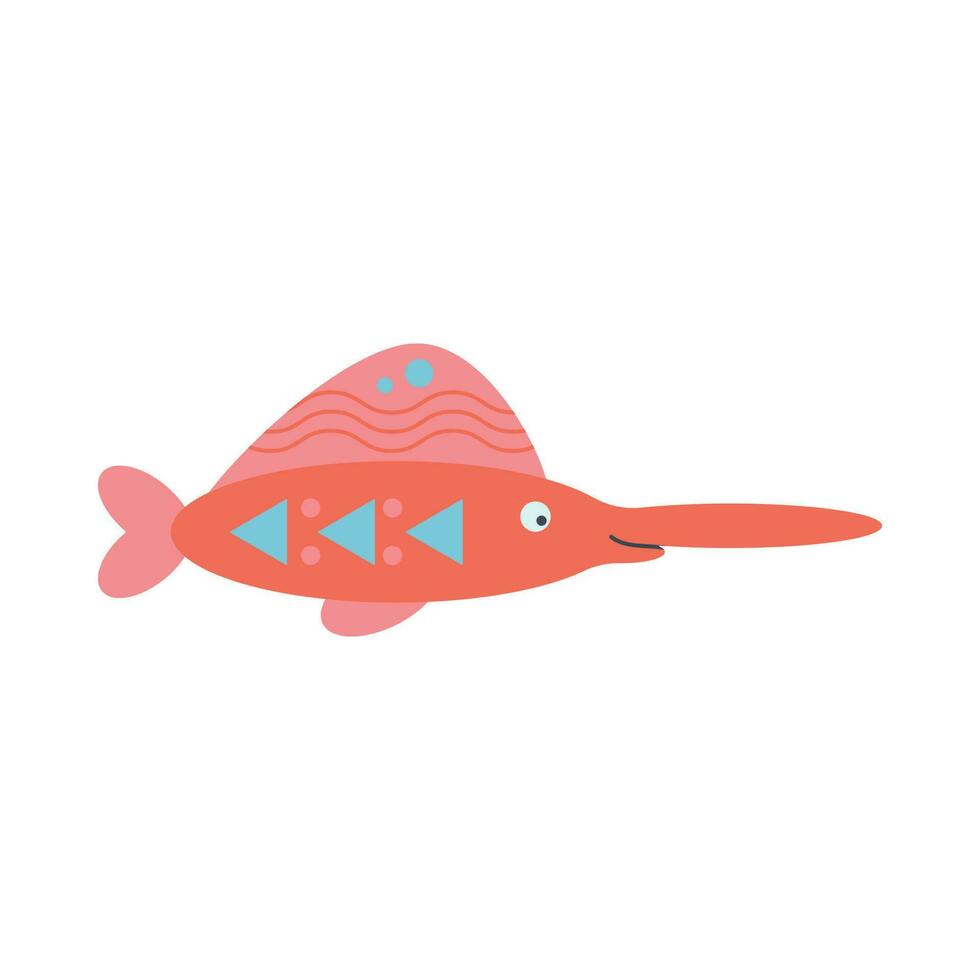 Schwertfisch, Meer Tier. ein Einwohner von das Meer Welt, ein süß unter Wasser Kreatur. vektor