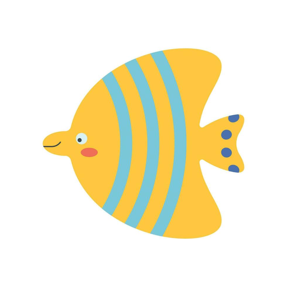 bunt Fisch, Meer Tier. ein Einwohner von das Meer Welt, ein süß unter Wasser Kreatur. vektor