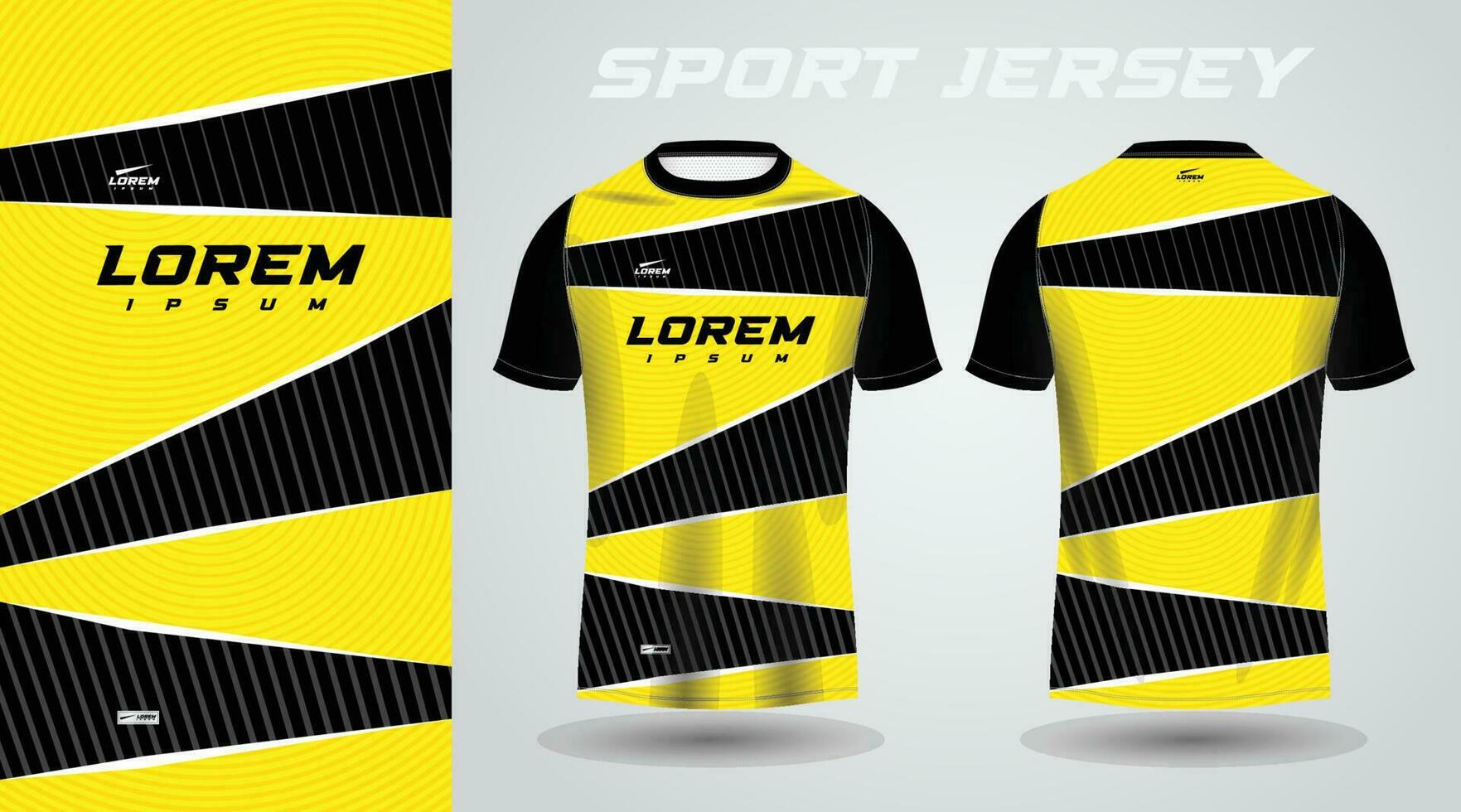 Gelb schwarz Hemd Fußball Fußball Sport Jersey Vorlage Design Attrappe, Lehrmodell, Simulation vektor