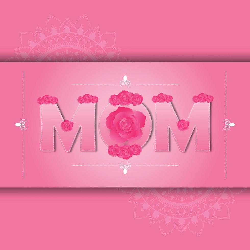 glad mors dag firande gratulationskort med realistisk blomma vektor