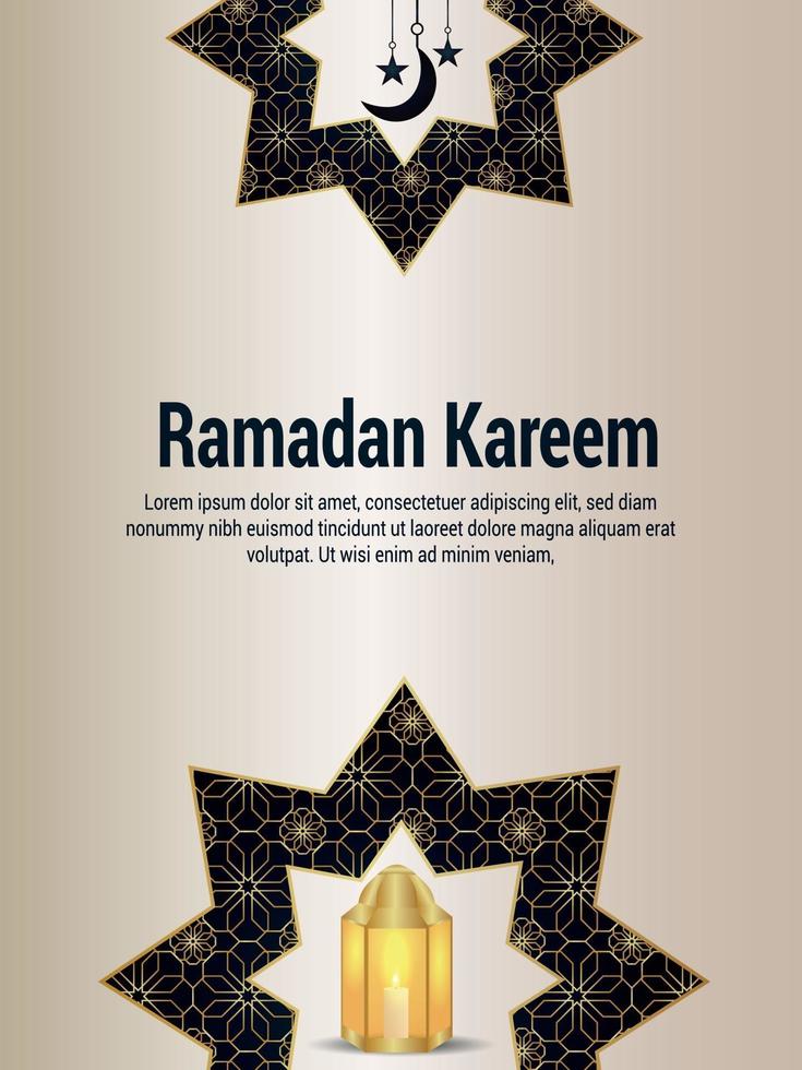 Ramadan Kareem Vektor-Illustration mit arabischen Musterelementen und goldener Laterne vektor