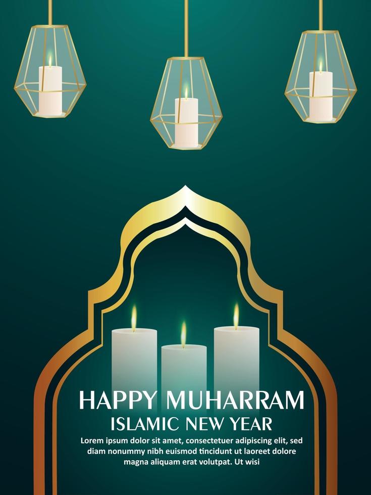Happy Muharram Feier Party Flyer mit arabischen Laterne vektor