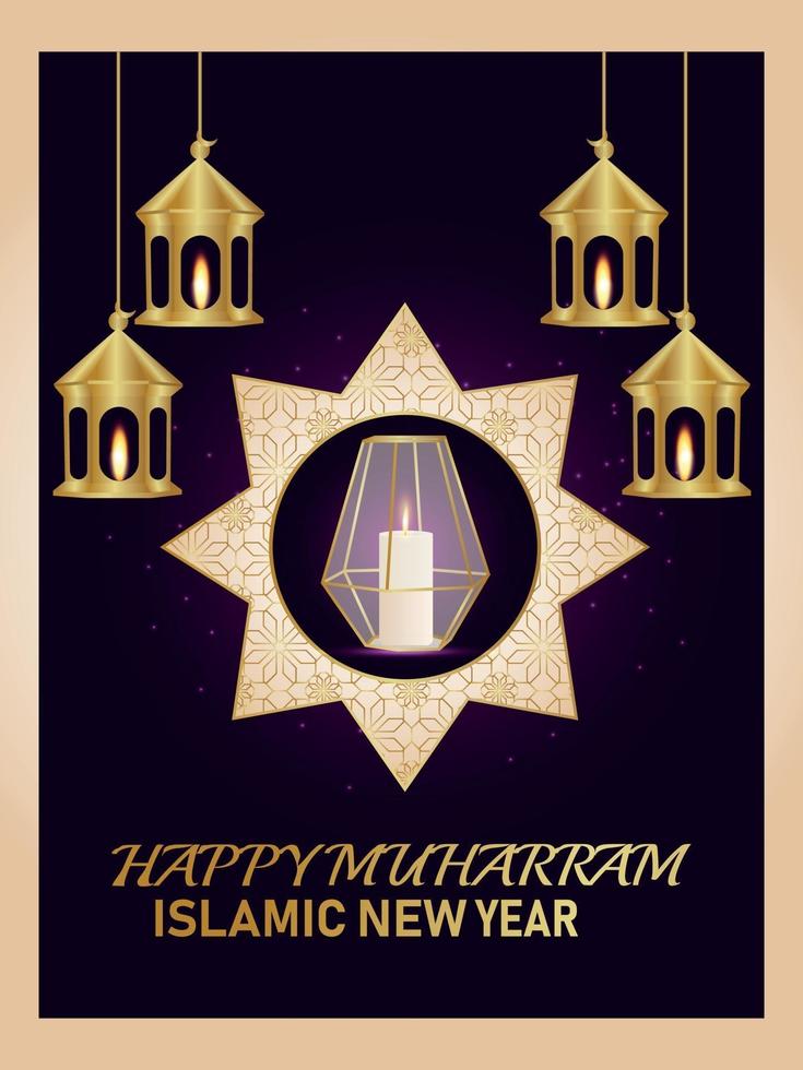 islamisches Neujahrseinladungs-Partyplakat mit realistischer Vektorillustration vektor