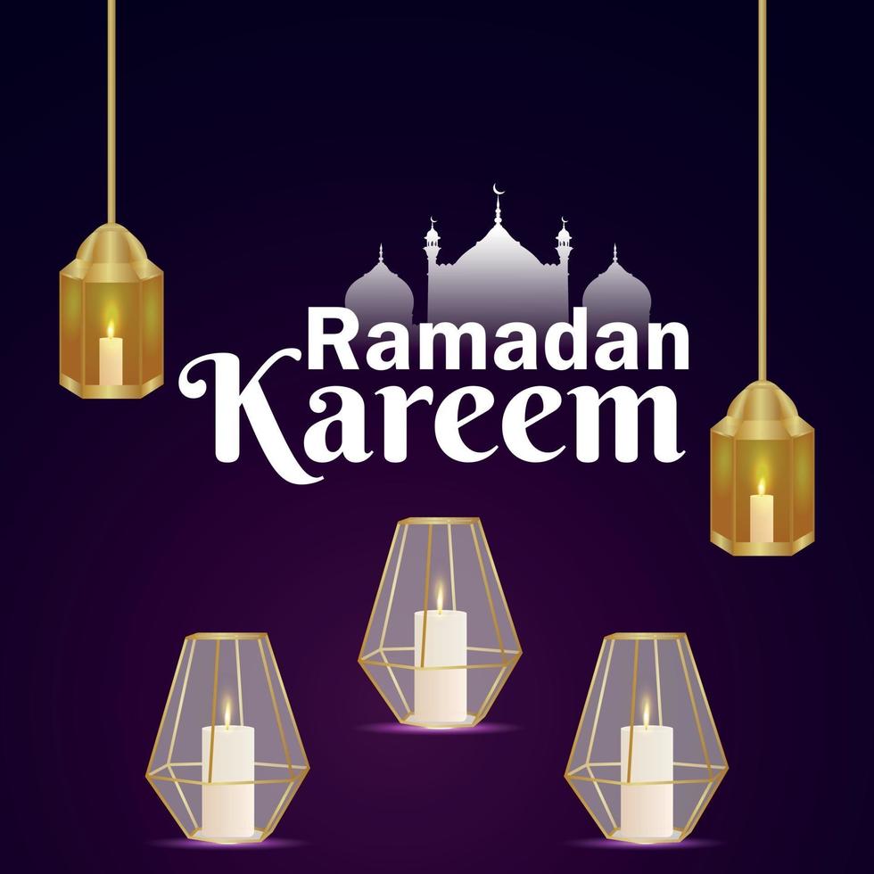 islamisches Festival von Ramadan Kareem mit arabischem Muster goldenem Mond und Laterne vektor