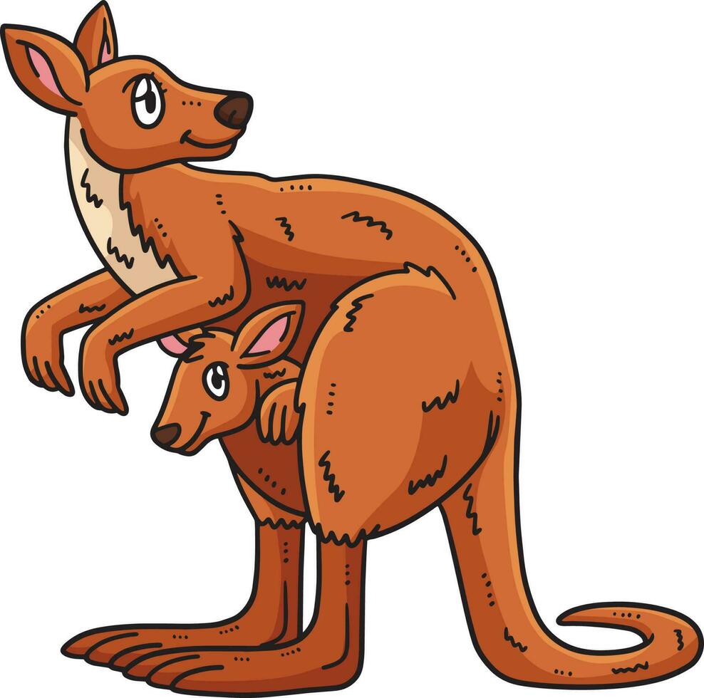 mor känguru och bebis känguru tecknad serie ClipArt vektor