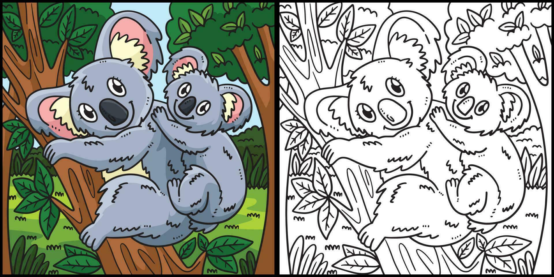 Mutter Koala und Baby Koala Färbung Illustration vektor