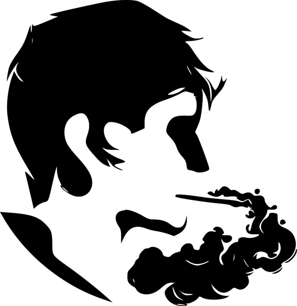 rök - svart och vit isolerat ikon - vektor illustration