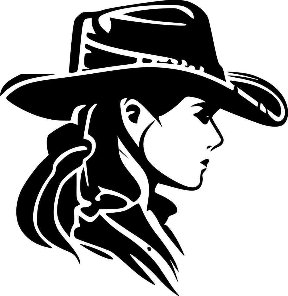 cowgirl, minimalistisk och enkel silhuett - vektor illustration