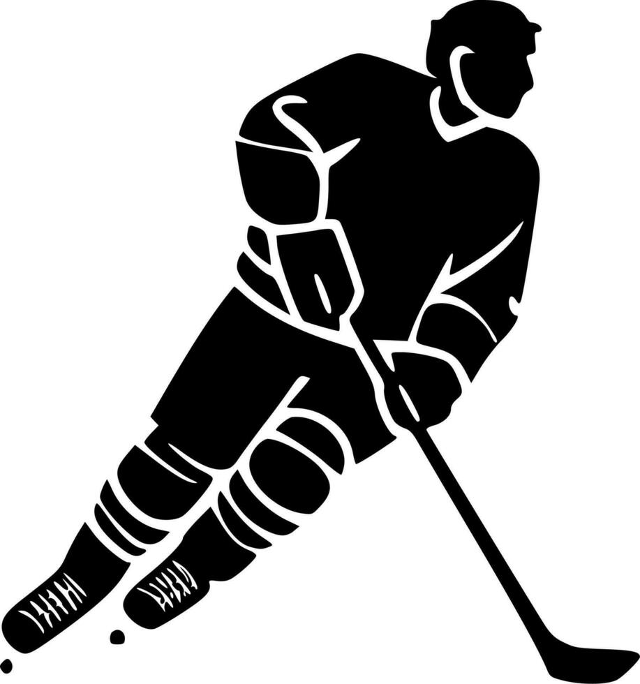 hockey - svart och vit isolerat ikon - vektor illustration